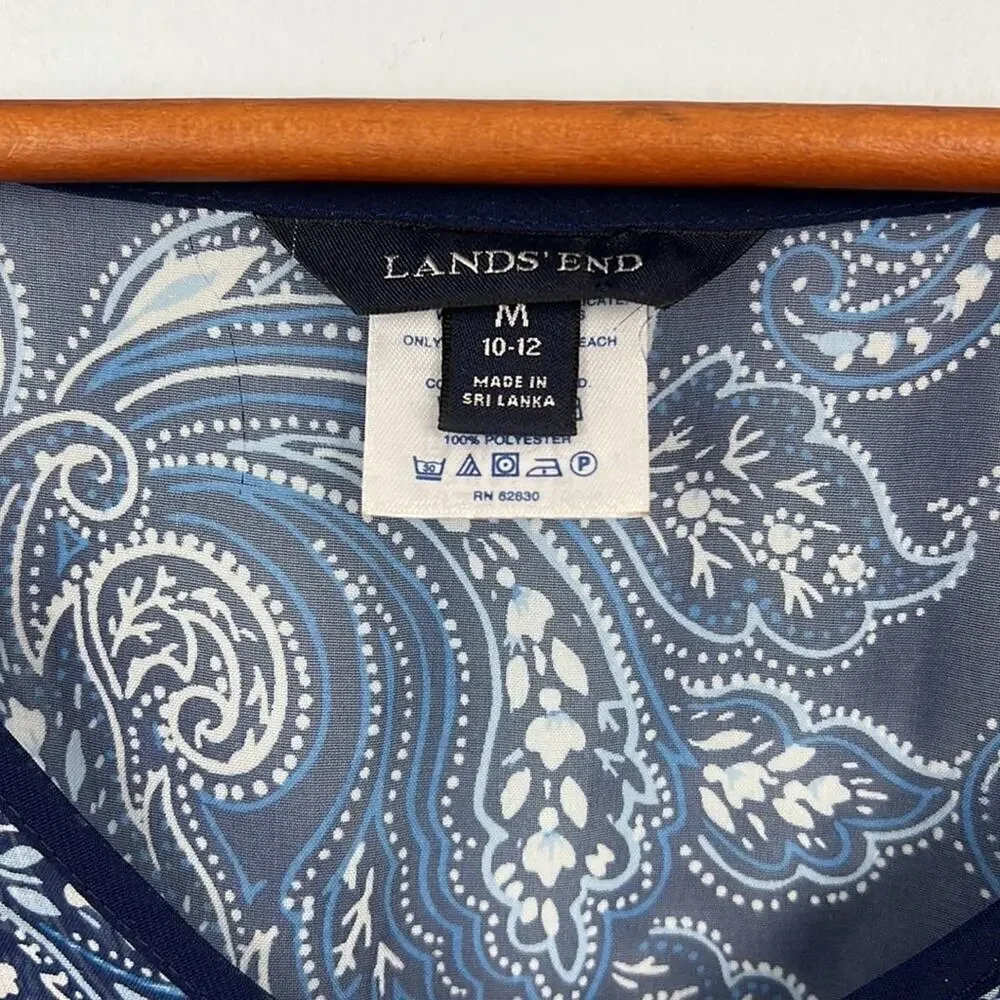Lands End sheer floral paisley tie waist swim cover/ layering piece
